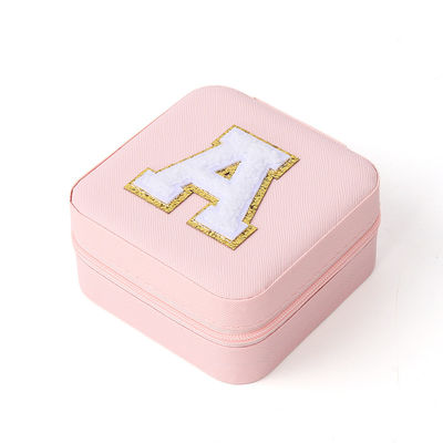 Boîte de rangement de bijoux en velours rose