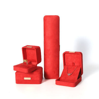 Boîte à bijoux en flanelle de velours rouge de luxe haut de gamme pour bracelet, collier, bague, boucles d'oreilles