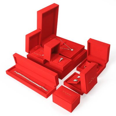 boîte à bijoux rouge carré en velours haut de gamme pour bracelet Collier bague emballage