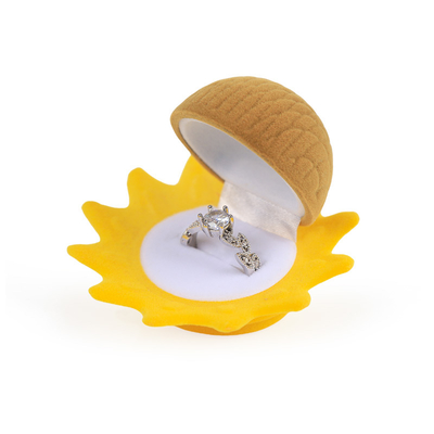 boîte à bijoux jaune en velours de tournesol de haute qualité personnalisée pour bague