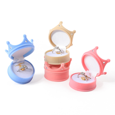 personnalisé hign fin flip couronne velours bague boîte de bijoux emballage pour les cadeaux de Noël